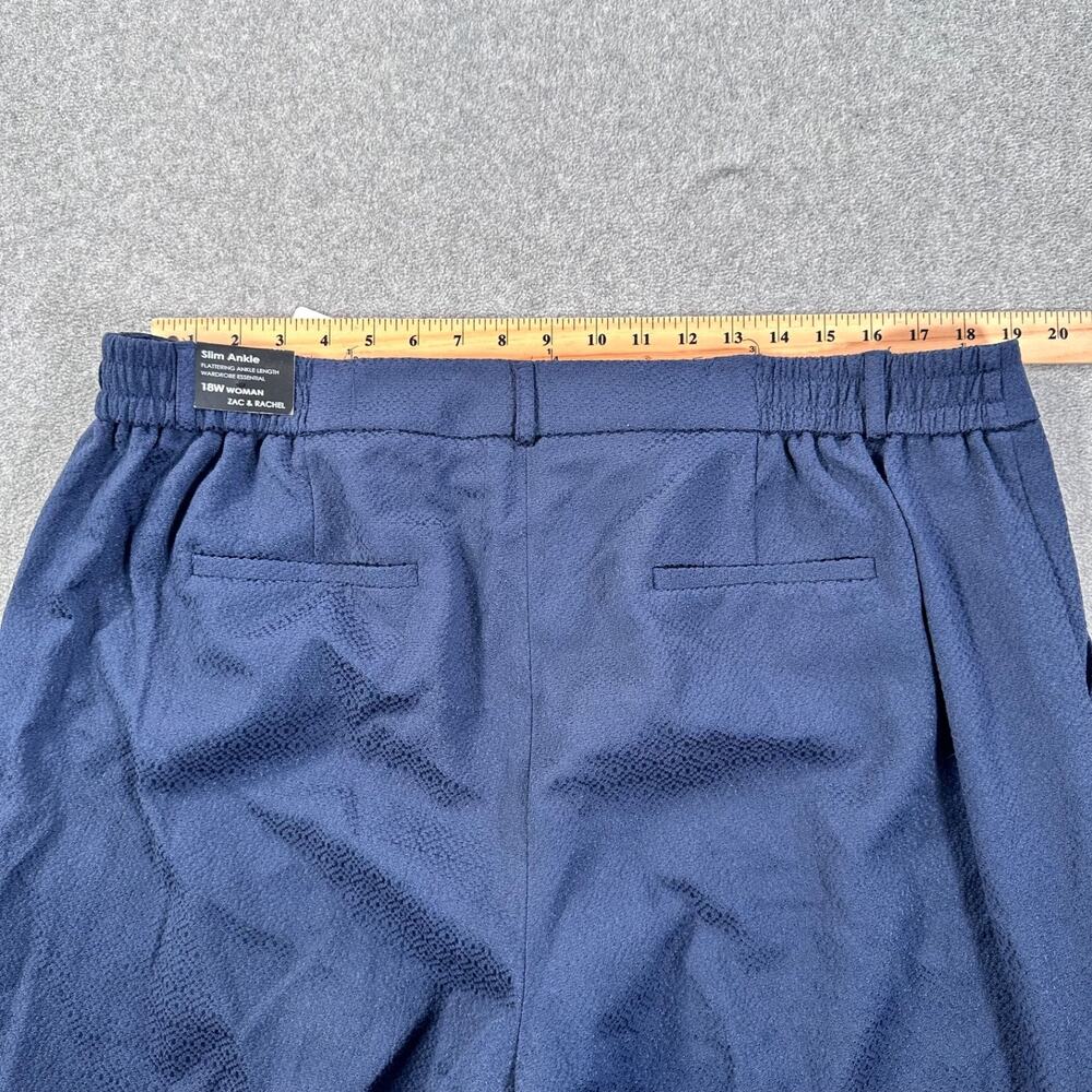 Zac & Rachel Navy Blue Textured Slim Ankle Pants Women's 18W New Straight Leg - Picture 12 of 12